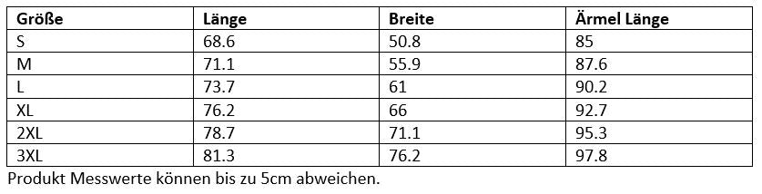 größentabelle für pullover